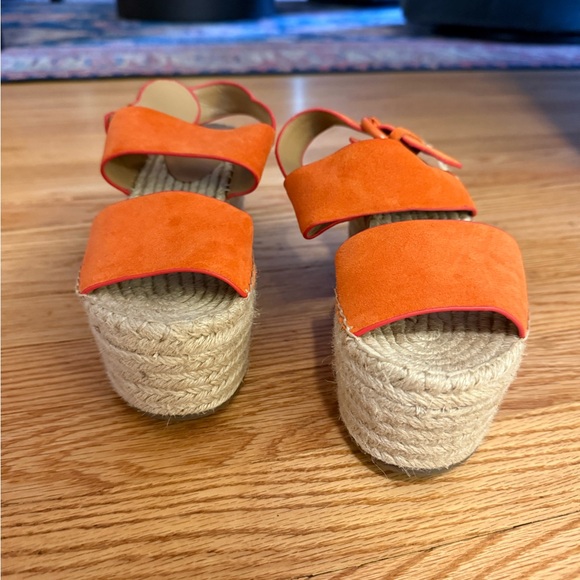 Marc Fisher LTD Renni Platform Espadrille Wedge Sandals Orange Suede Size 5 - Picture 5 of 16
